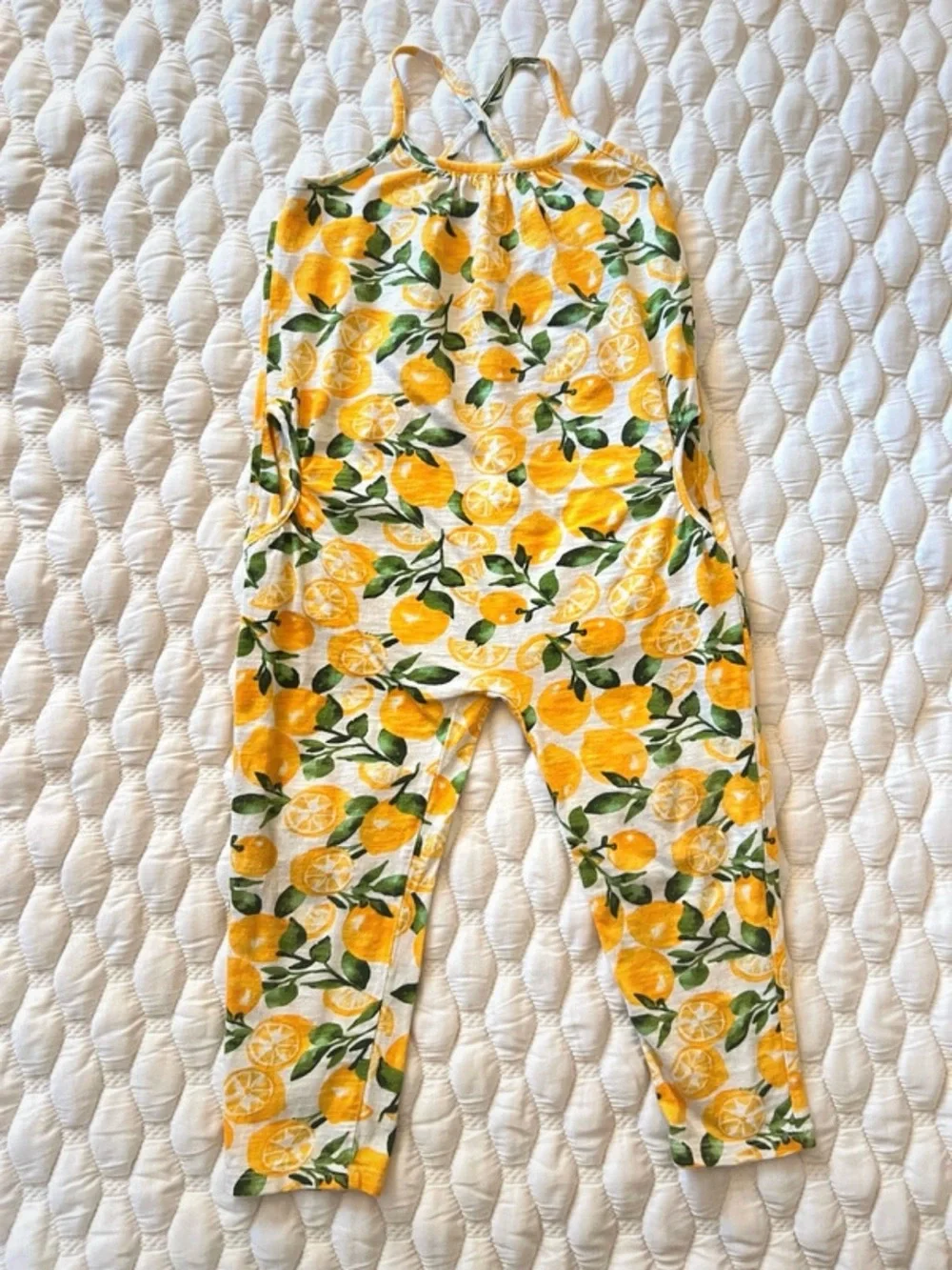 Old Navy Lemon Print Sleeveless Jumpsuit 4T Yellow Citrus Summer